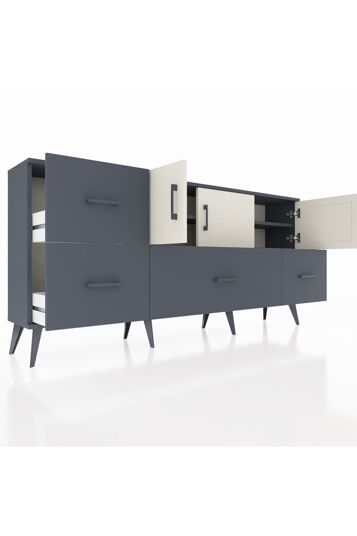 Arges Konsol 4 Raflı 4 Çekmeceli 3 Kapaklı 176x30x83 - S148M050V14A