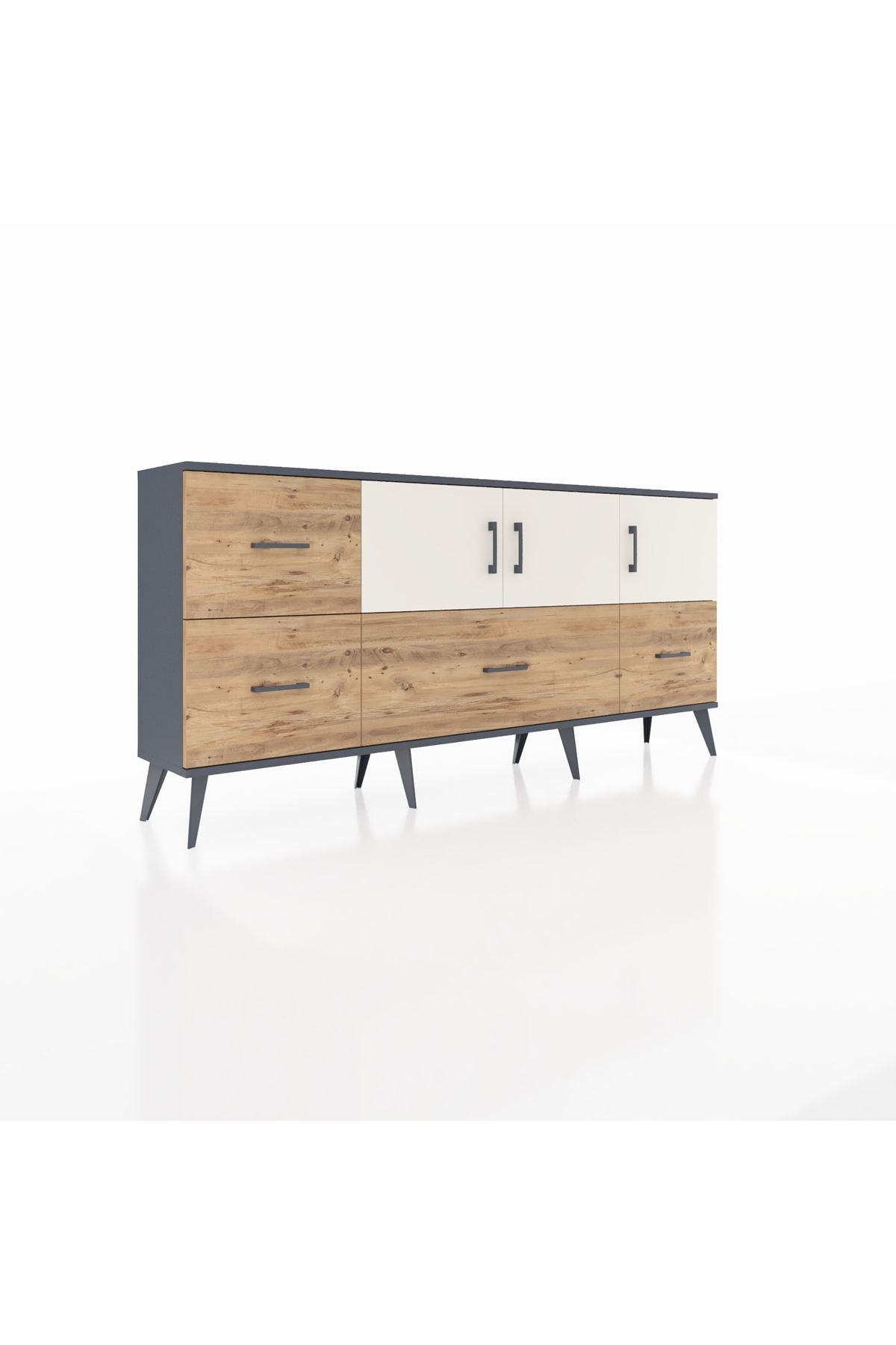 Arges Konsol 4 Raflı 4 Çekmeceli 3 Kapaklı 176x30x83 - S148M050V15A