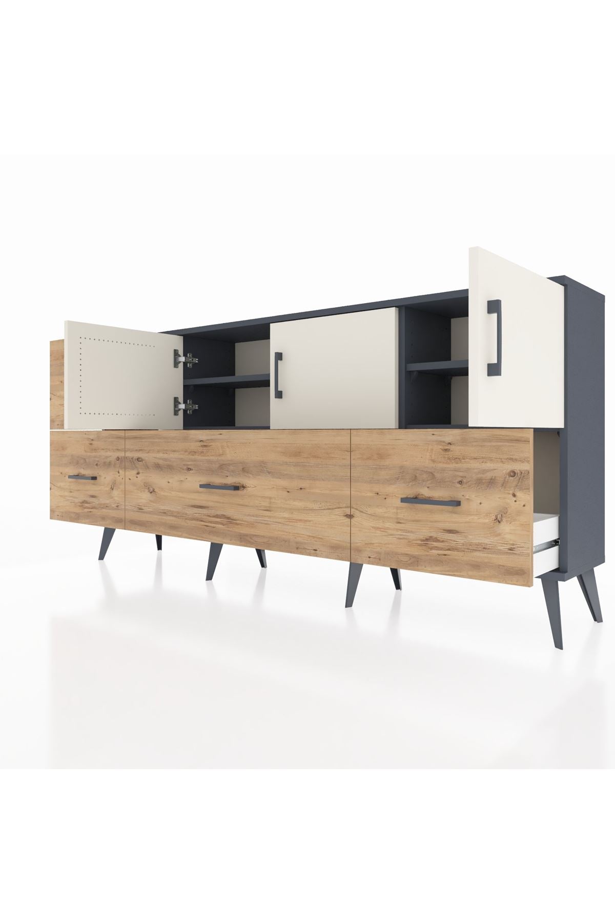 Arges Konsol 4 Raflı 4 Çekmeceli 3 Kapaklı 176x30x83 - S148M050V15A