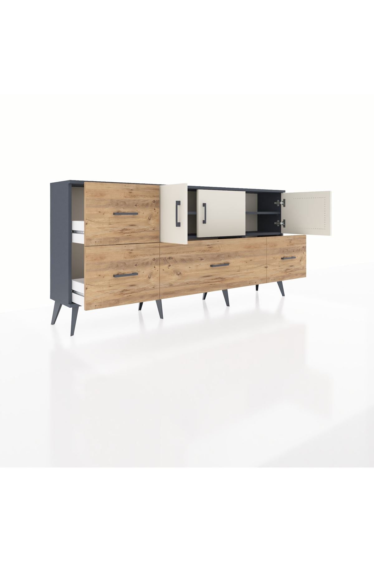 Arges Konsol 4 Raflı 4 Çekmeceli 3 Kapaklı 176x30x83 - S148M050V15A