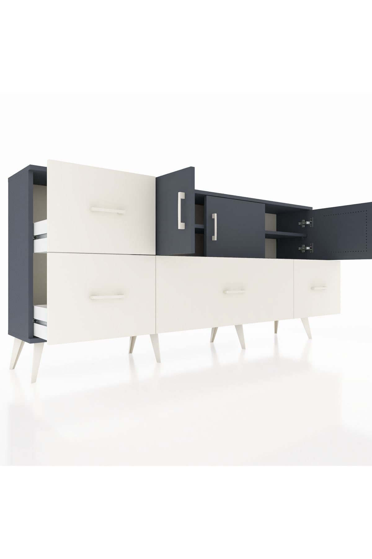 Arges Konsol 4 Raflı 4 Çekmeceli 3 Kapaklı 176x30x83 - S148M050V16A