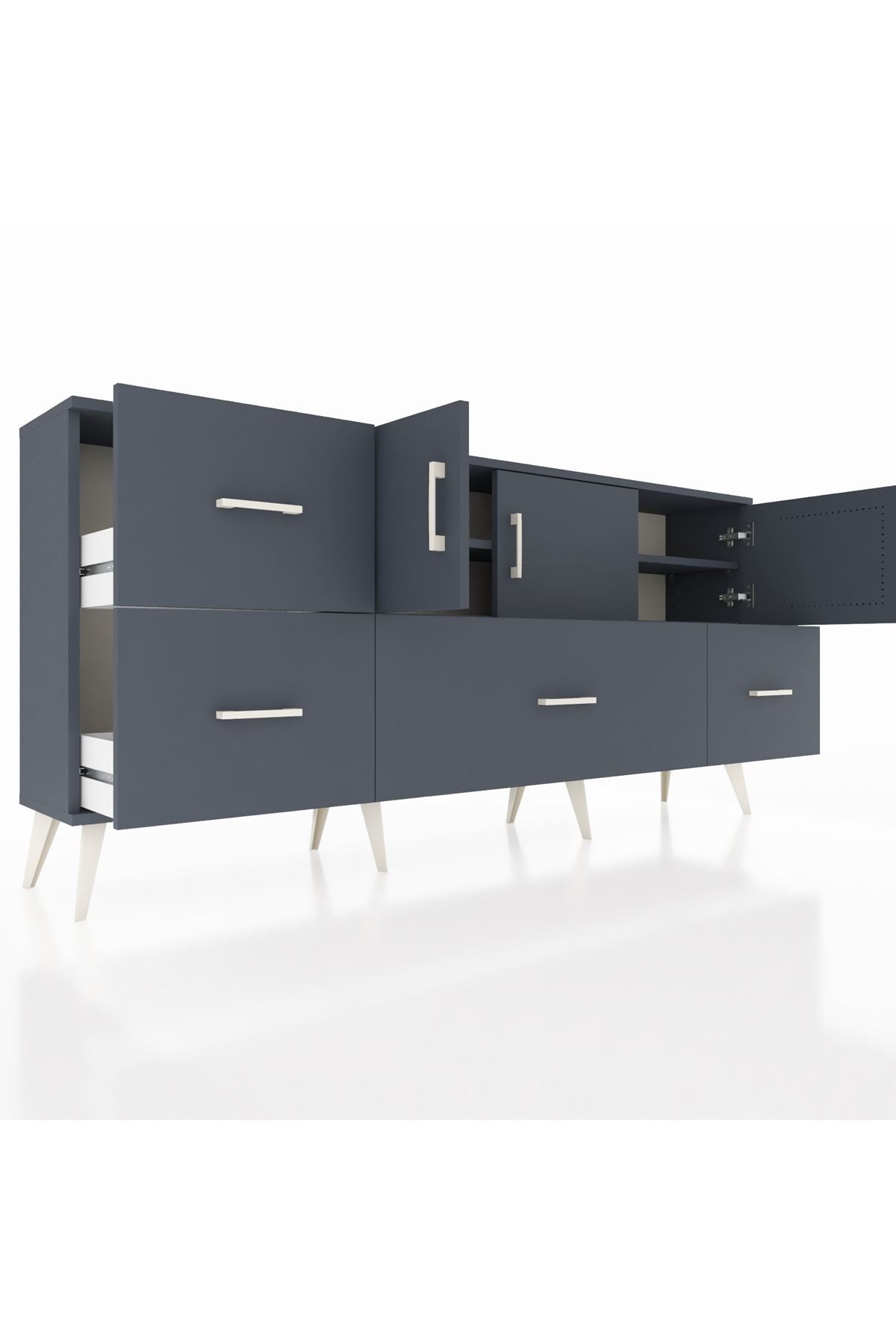 Arges Konsol 4 Raflı 4 Çekmeceli 3 Kapaklı 176x30x83 - S148M050V17A