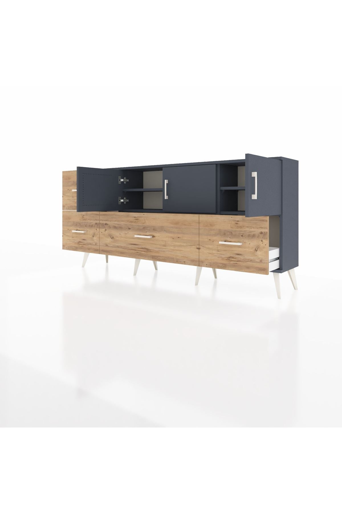 Arges Konsol 4 Raflı 4 Çekmeceli 3 Kapaklı 176x30x83 - S148M050V18A