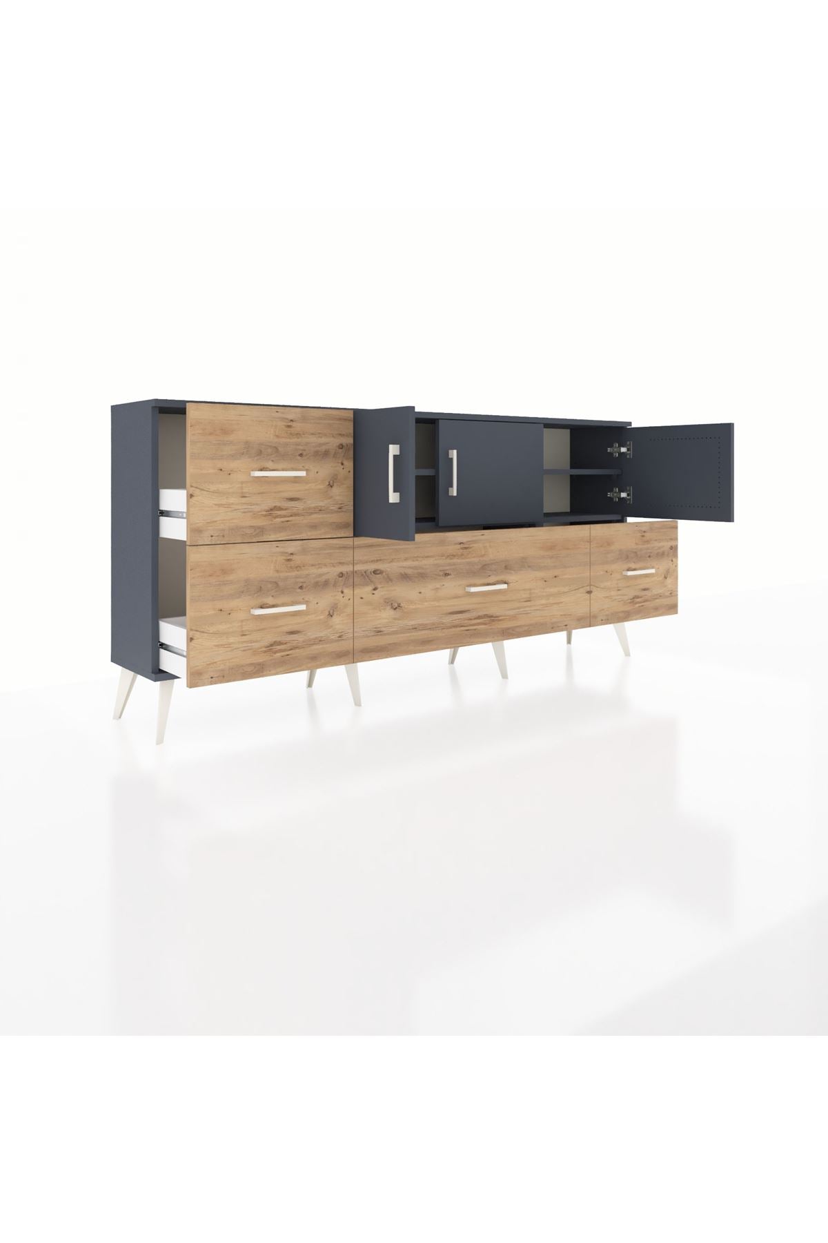 Arges Konsol 4 Raflı 4 Çekmeceli 3 Kapaklı 176x30x83 - S148M050V18A