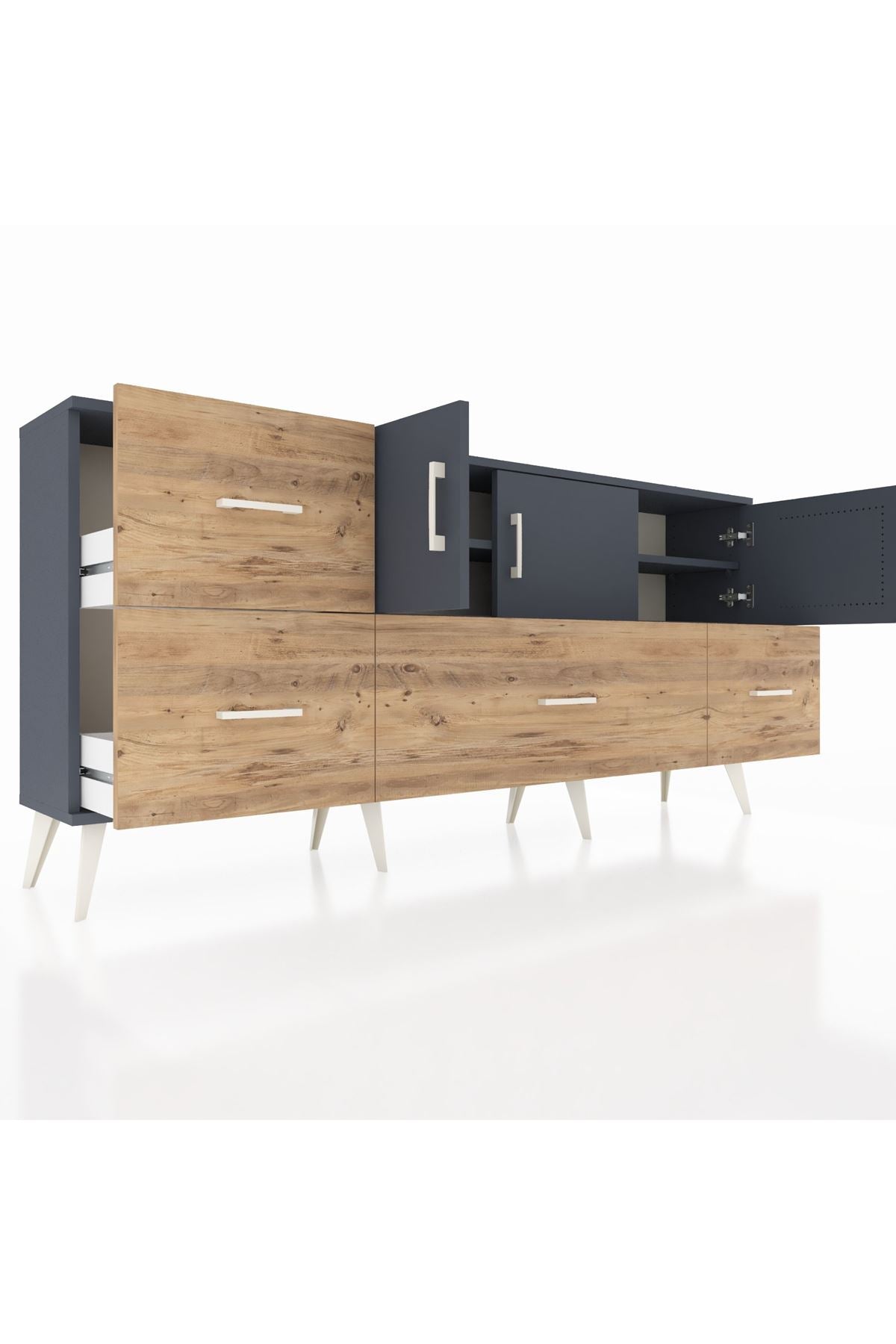 Arges Konsol 4 Raflı 4 Çekmeceli 3 Kapaklı 176x30x83 - S148M050V18A