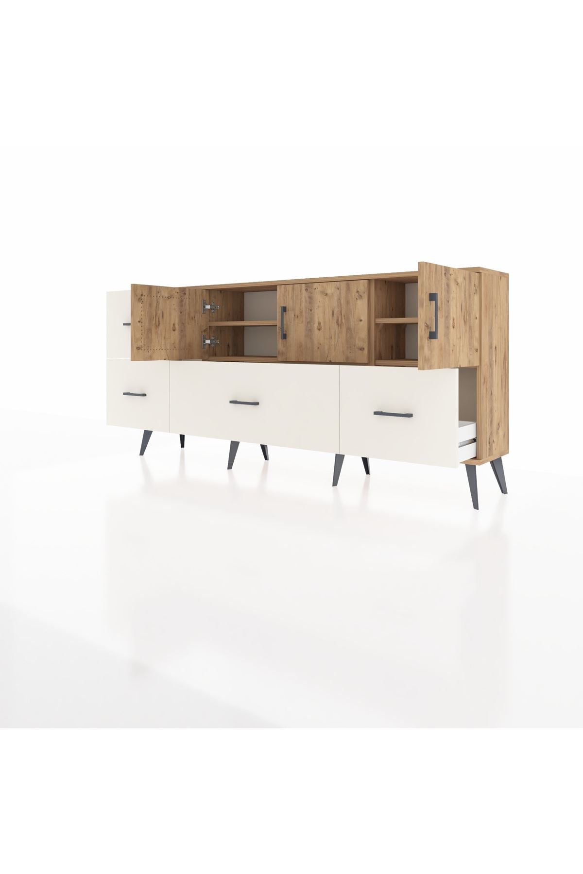 Arges Konsol 4 Raflı 4 Çekmeceli 3 Kapaklı 176x30x83 - S148M050V19A