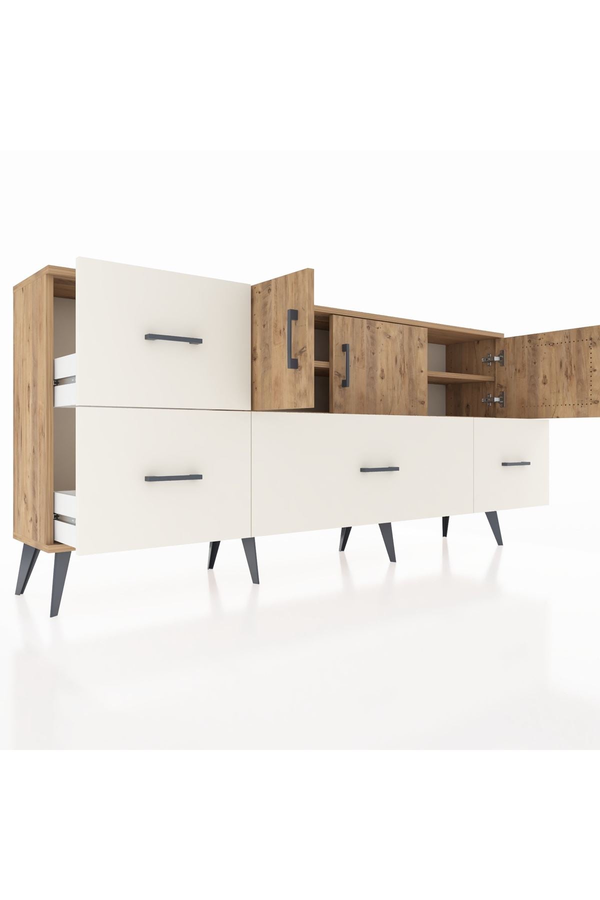 Arges Konsol 4 Raflı 4 Çekmeceli 3 Kapaklı 176x30x83 - S148M050V19A