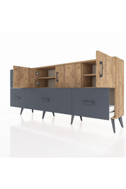 Arges Konsol 4 Raflı 4 Çekmeceli 3 Kapaklı 176x30x83 - S148M050V20A