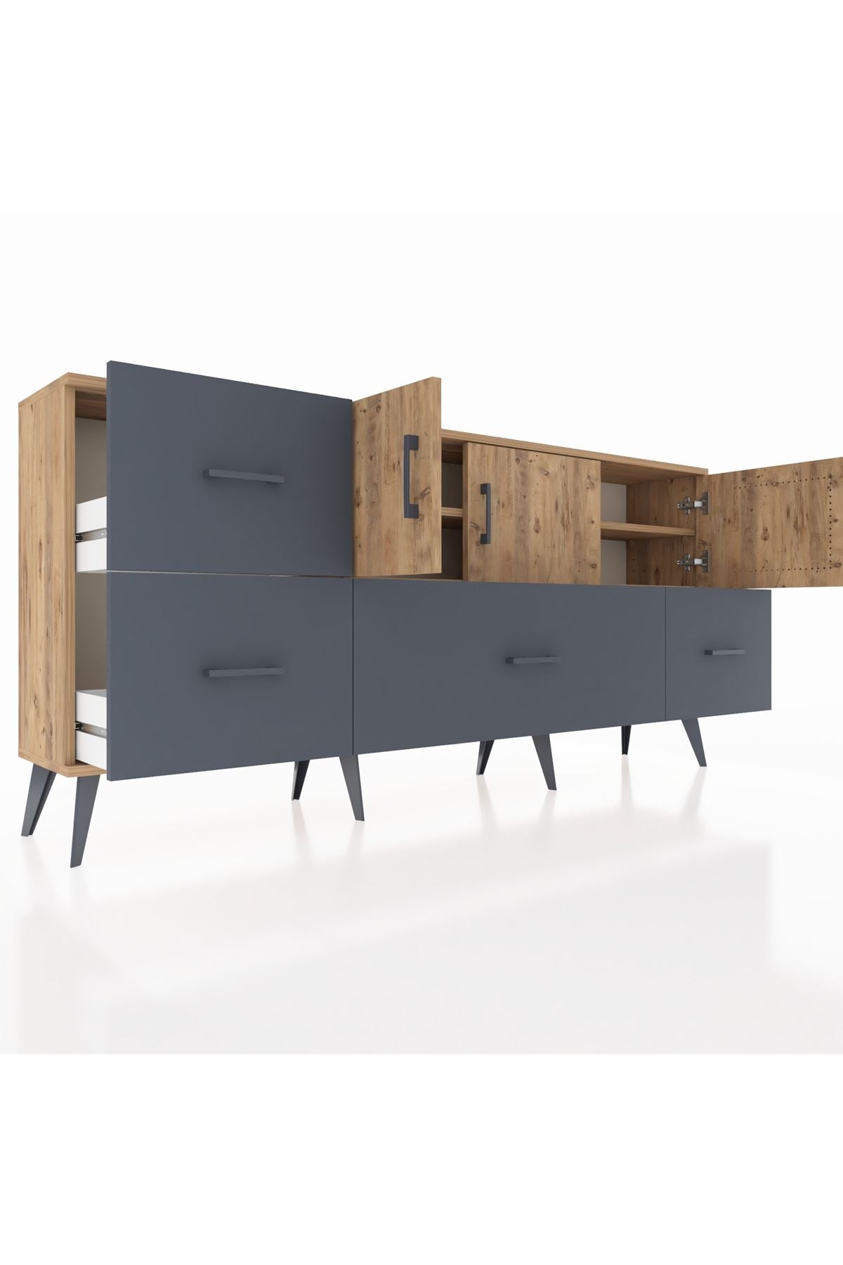 Arges Konsol 4 Raflı 4 Çekmeceli 3 Kapaklı 176x30x83 - S148M050V20A