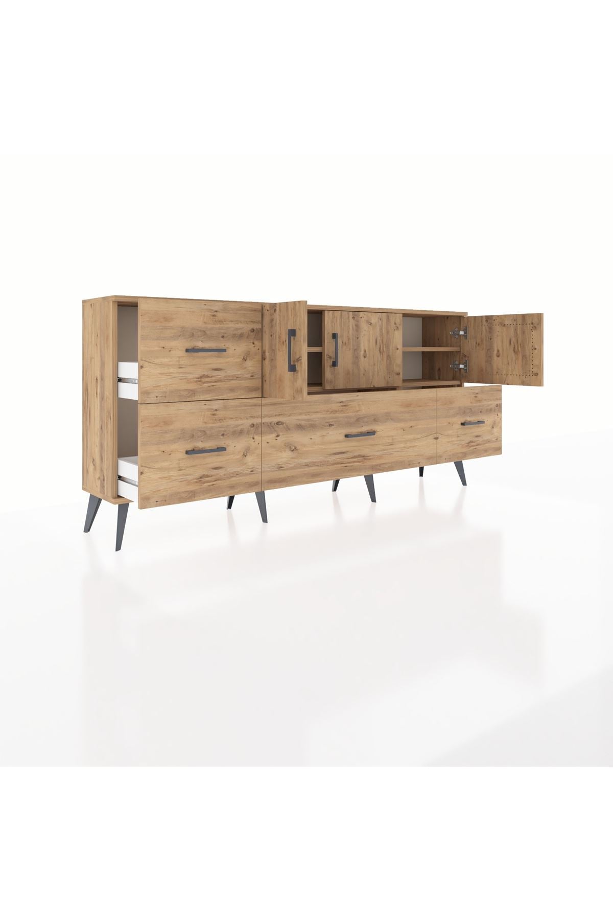 Arges Konsol 4 Raflı 4 Çekmeceli 3 Kapaklı 176x30x83 - S148M050V21A