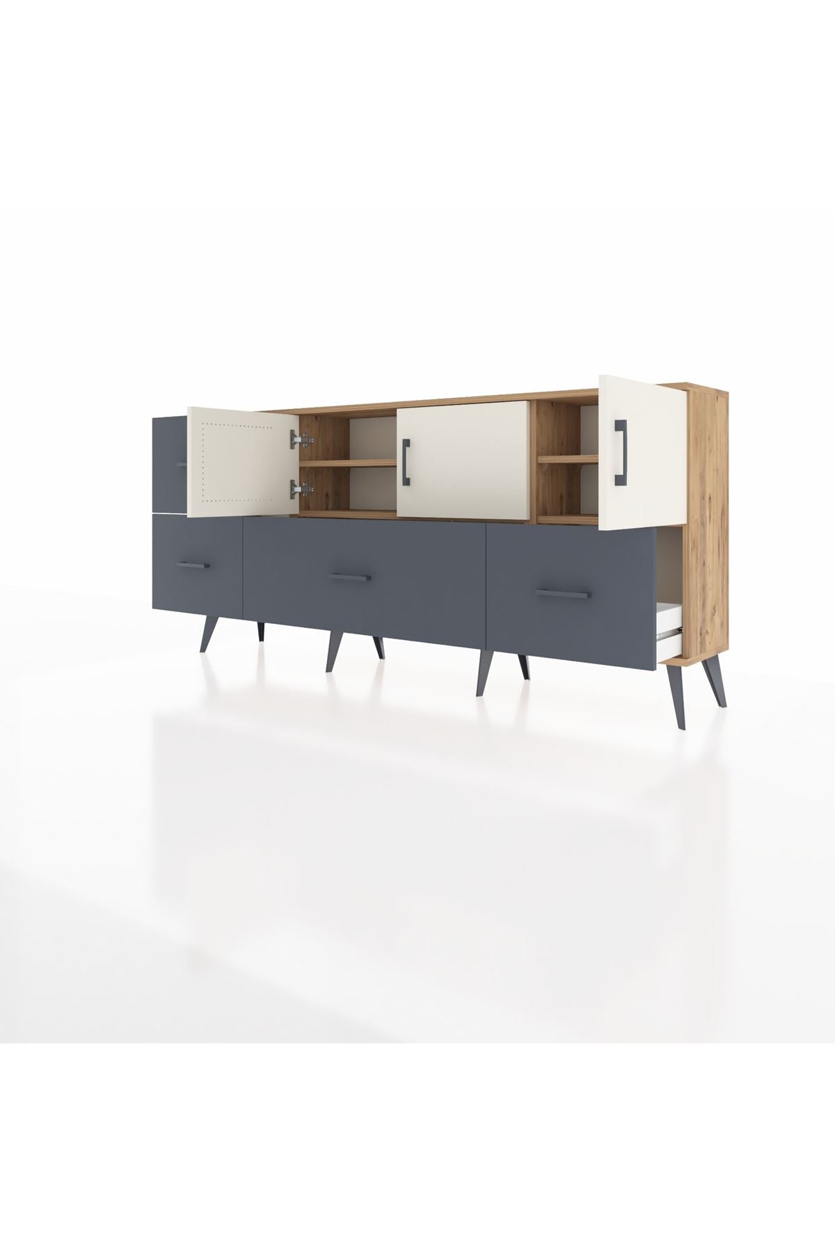 Arges Konsol 4 Raflı 4 Çekmeceli 3 Kapaklı 176x30x83 - S148M050V23A