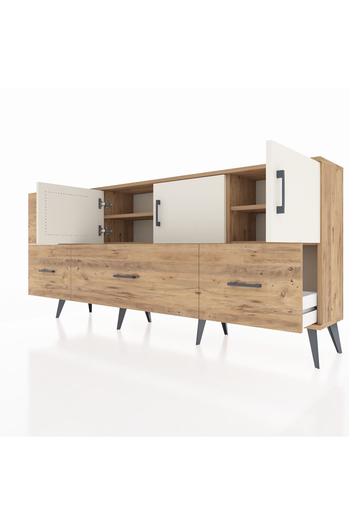 Arges Konsol 4 Raflı 4 Çekmeceli 3 Kapaklı 176x30x83 - S148M050V24A