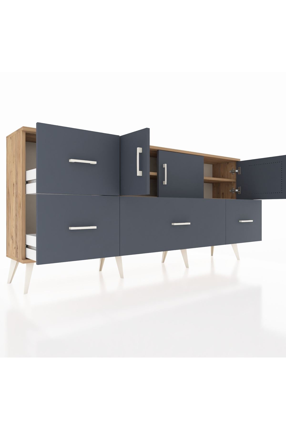 Arges Konsol 4 Raflı 4 Çekmeceli 3 Kapaklı 176x30x83 - S148M050V26A