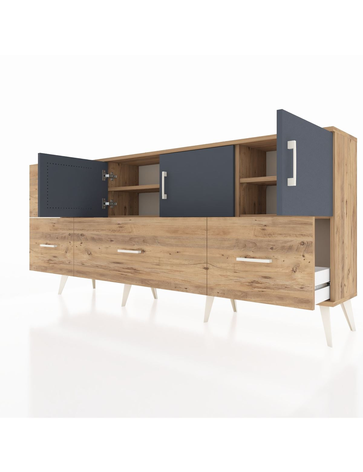 Arges Konsol 4 Raflı 4 Çekmeceli 3 Kapaklı 176x30x83 - S148M050V27A