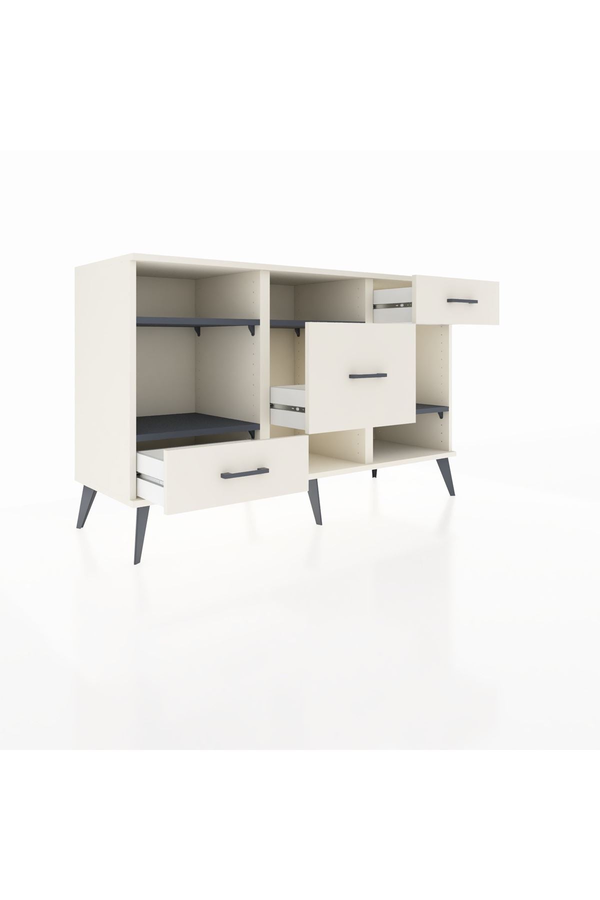 Kronos Konsol 4 Raflı 3 Çekmeceli 132x59x83 - S606M001V07C