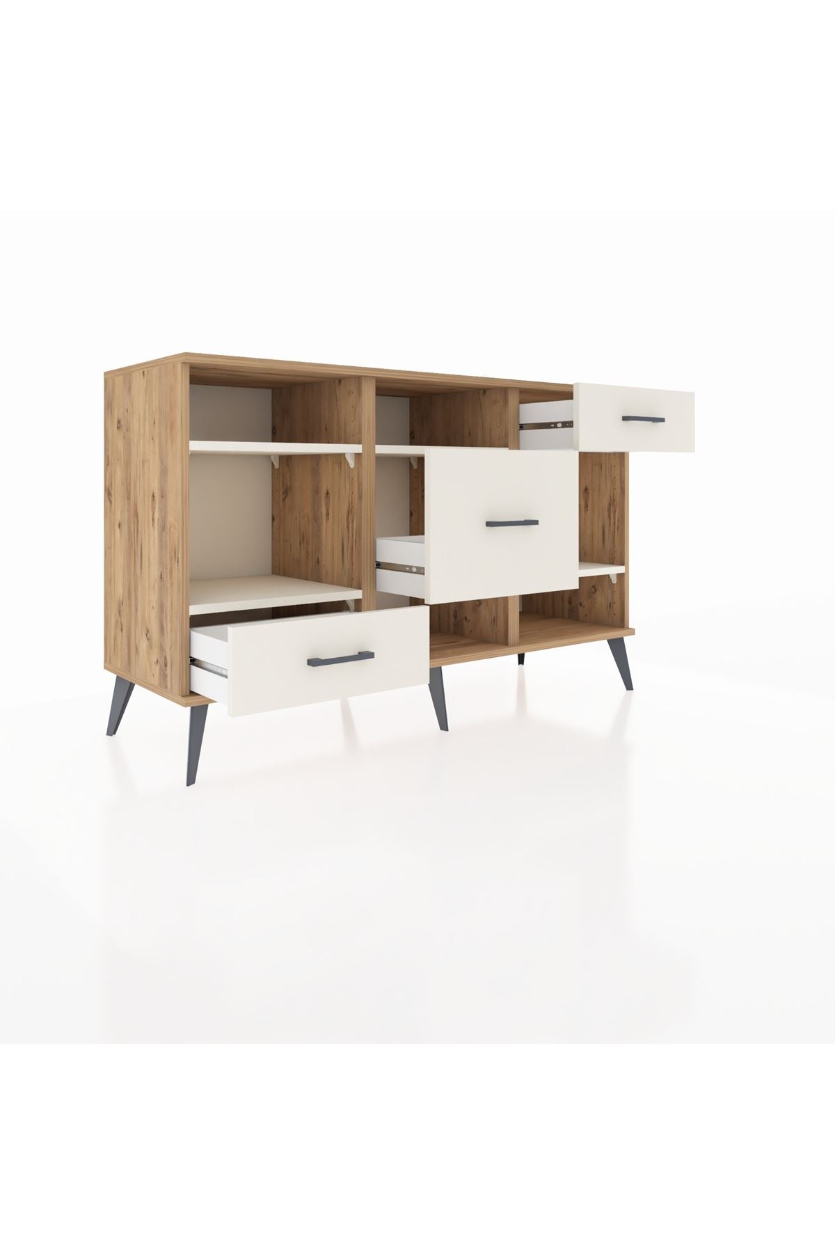 Kronos Konsol 4 Raflı 3 Çekmeceli 132x59x83 - S606M001V22C