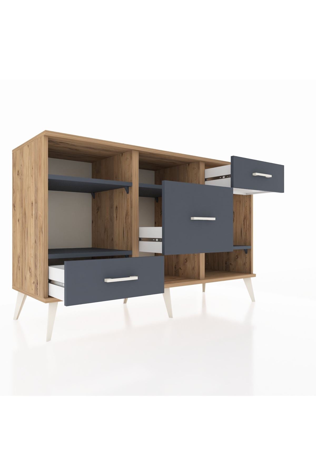 Kronos Konsol 4 Raflı 3 Çekmeceli 132x59x83 - S606M001V26C