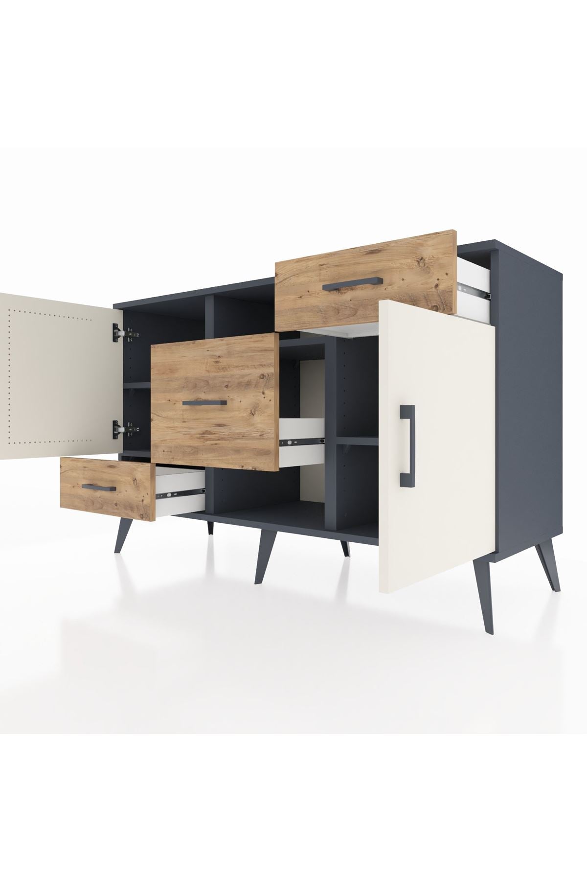 Kronos Konsol 4 Raflı 3 Çekmeceli 2 Kapaklı 132x59x83 - S606M002V15C