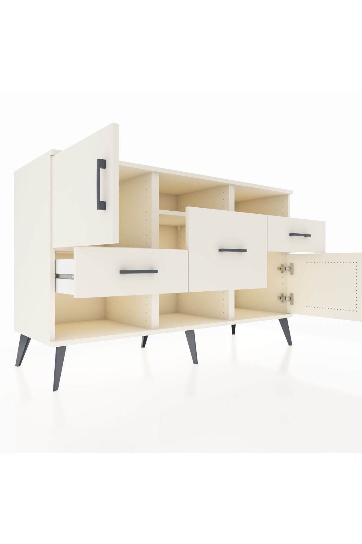 Kronos Konsol 3 Raflı 3 Çekmeceli 2 Kapaklı 132x59x83 - S606M003V04C