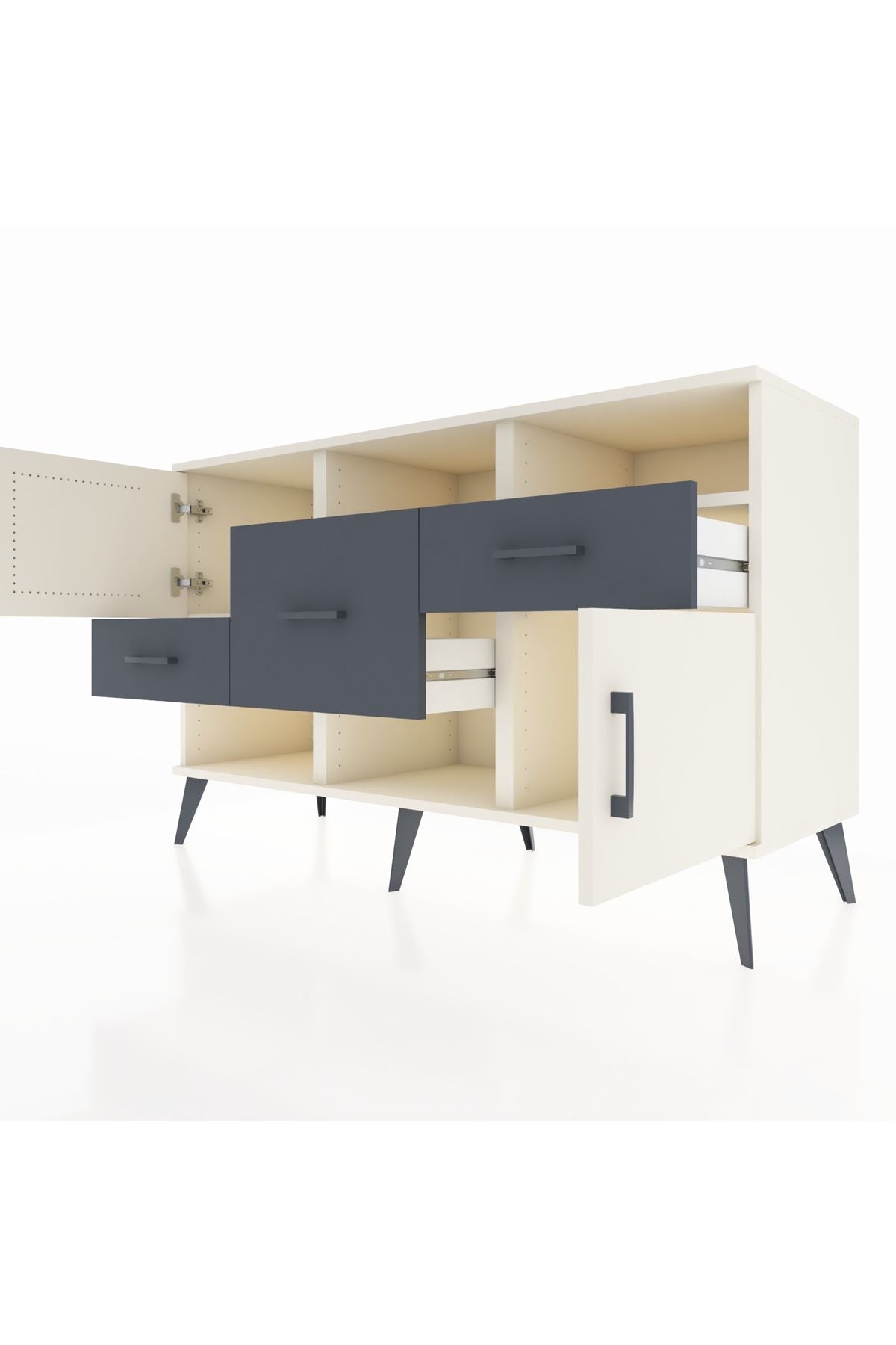 Kronos Konsol 3 Raflı 3 Çekmeceli 2 Kapaklı 132x59x83 - S606M003V05C