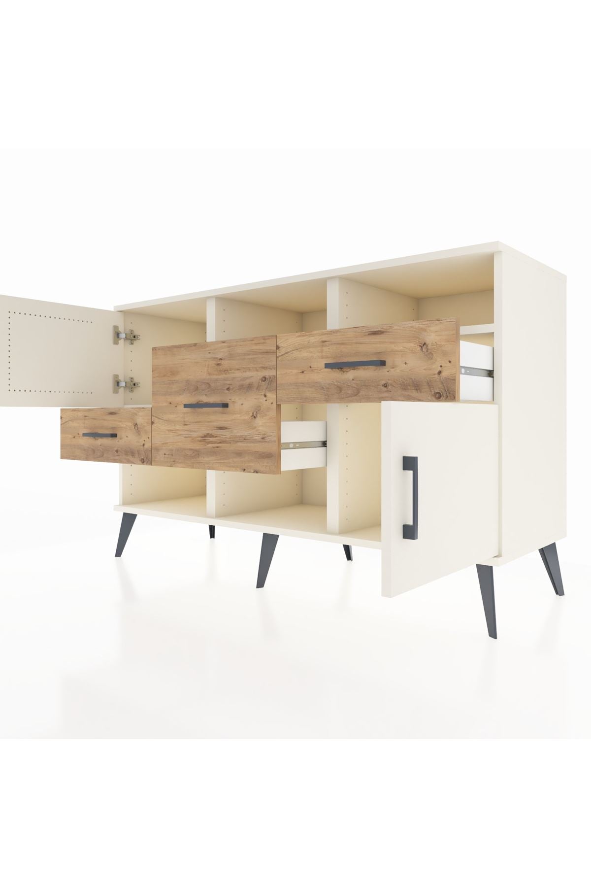 Kronos Konsol 3 Raflı 3 Çekmeceli 2 Kapaklı 132x59x83 - S606M003V06C