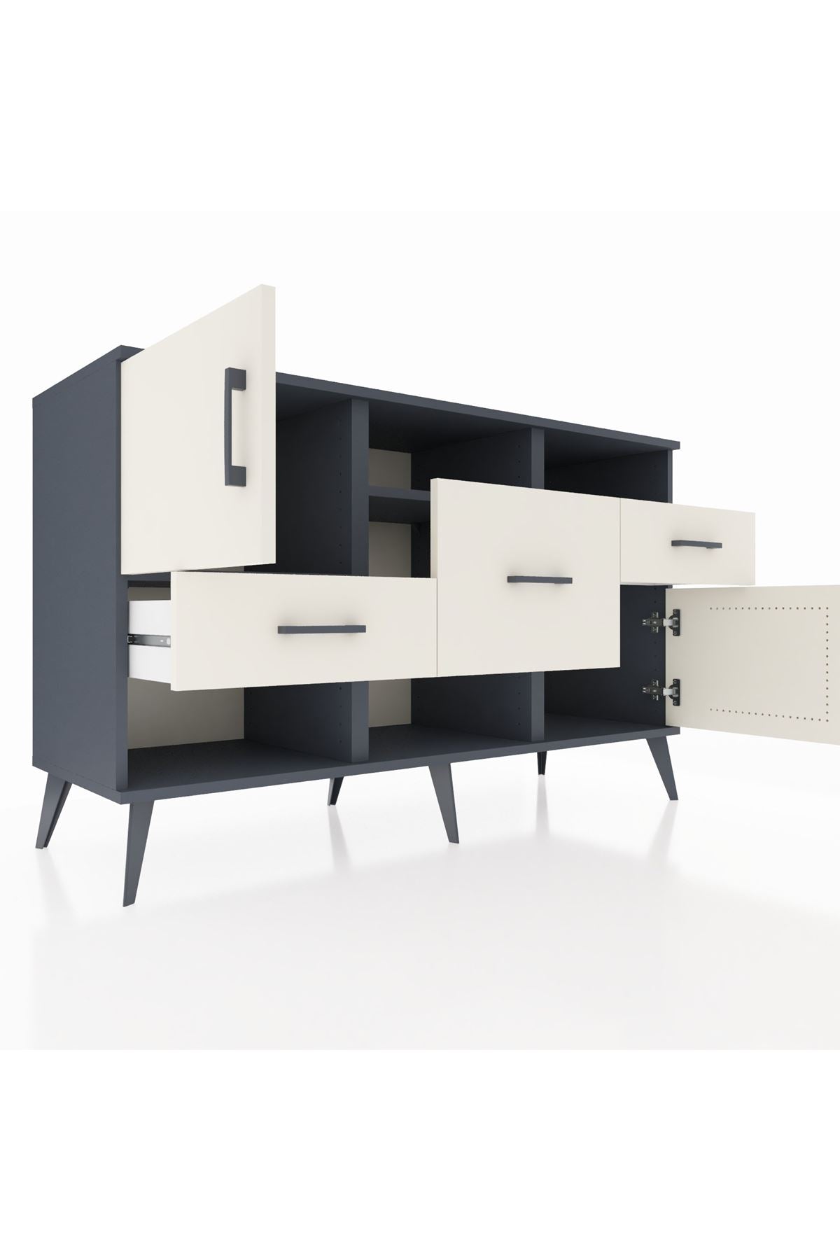 Kronos Konsol 3 Raflı 3 Çekmeceli 2 Kapaklı 132x59x83 - S606M003V13C