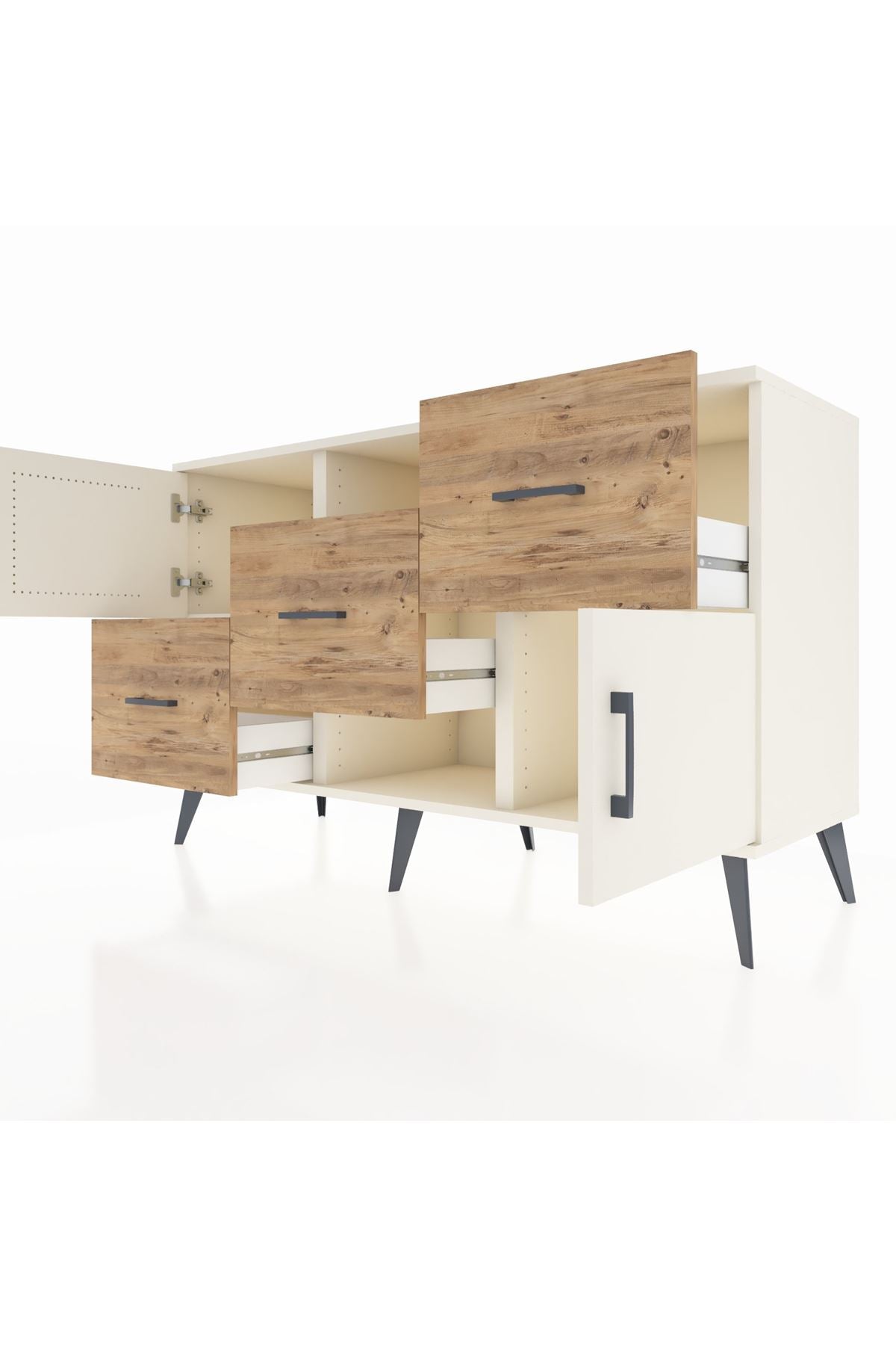 Kronos Konsol 2 Raflı 3 Çekmeceli 2 Kapaklı 132x59x83 - S606M006V06C