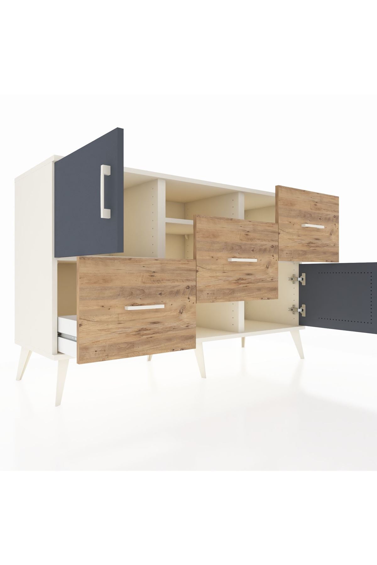 Kronos Konsol 2 Raflı 3 Çekmeceli 2 Kapaklı 132x59x83 - S606M006V09C