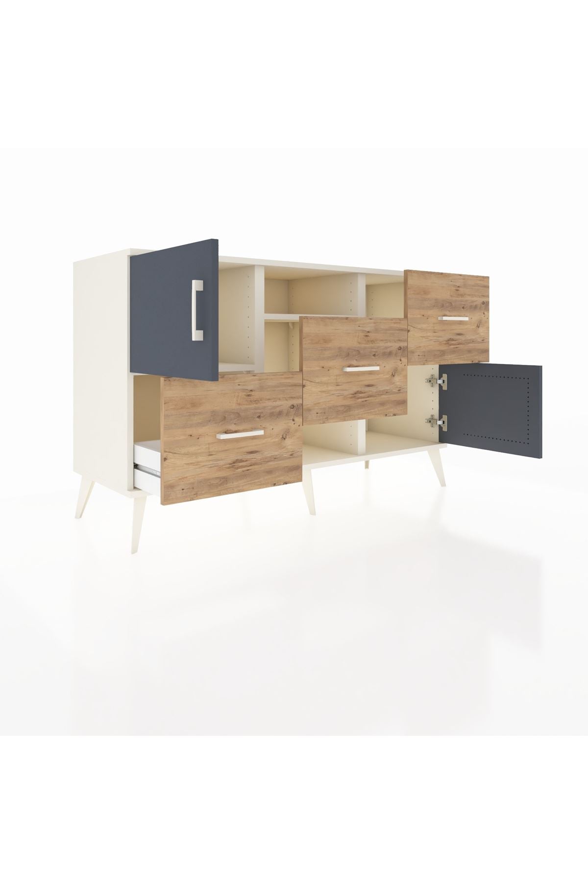 Kronos Konsol 2 Raflı 3 Çekmeceli 2 Kapaklı 132x59x83 - S606M006V09C