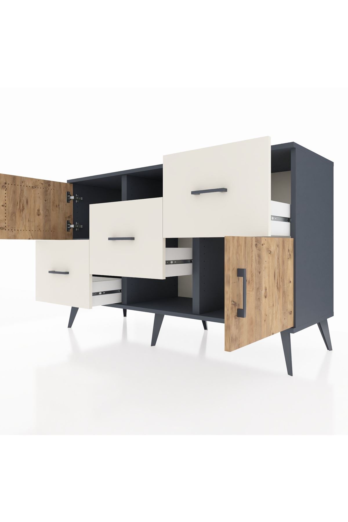 Kronos Konsol 2 Raflı 3 Çekmeceli 2 Kapaklı 132x59x83 - S606M006V10C