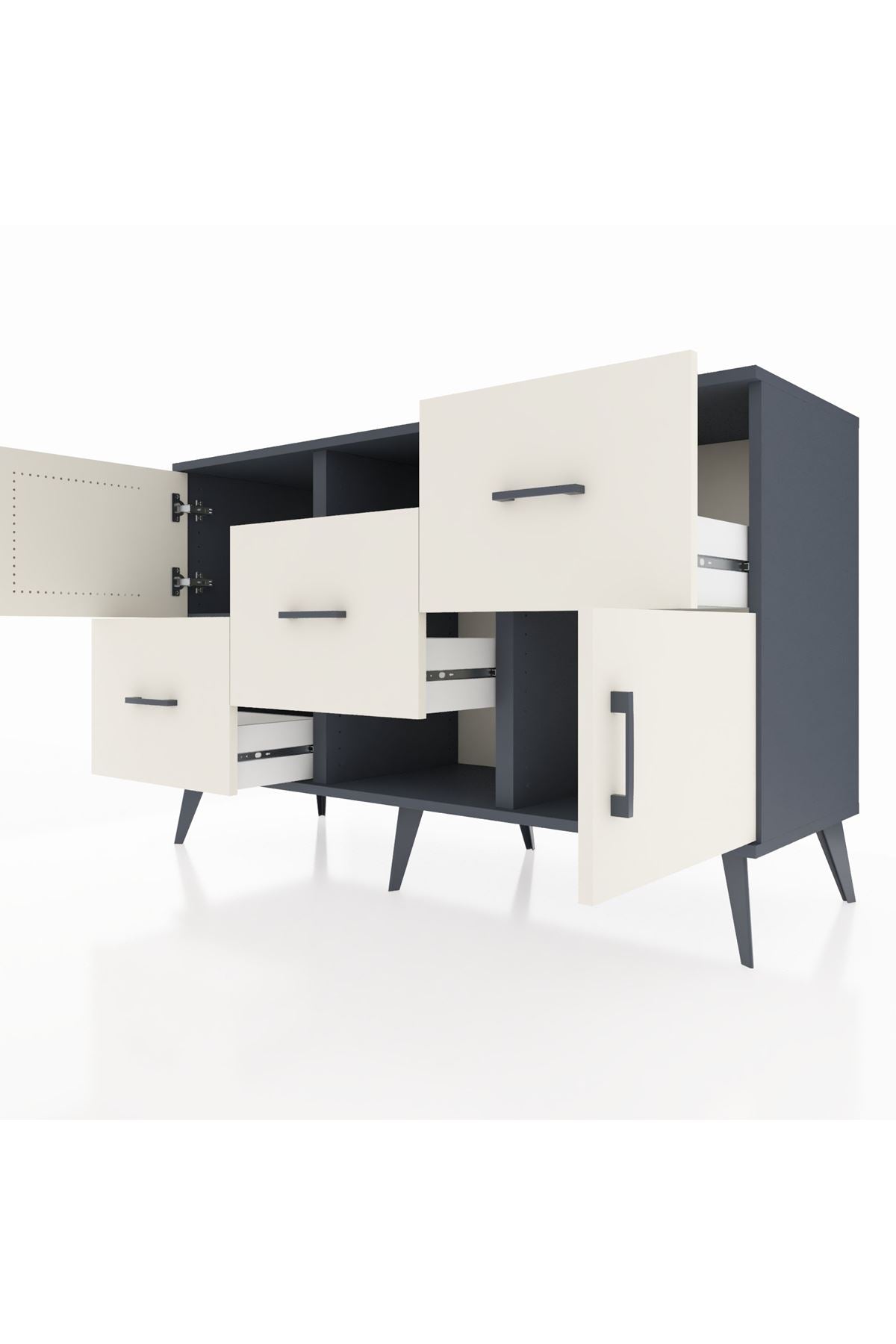 Kronos Konsol 2 Raflı 3 Çekmeceli 2 Kapaklı 132x59x83 - S606M006V13C