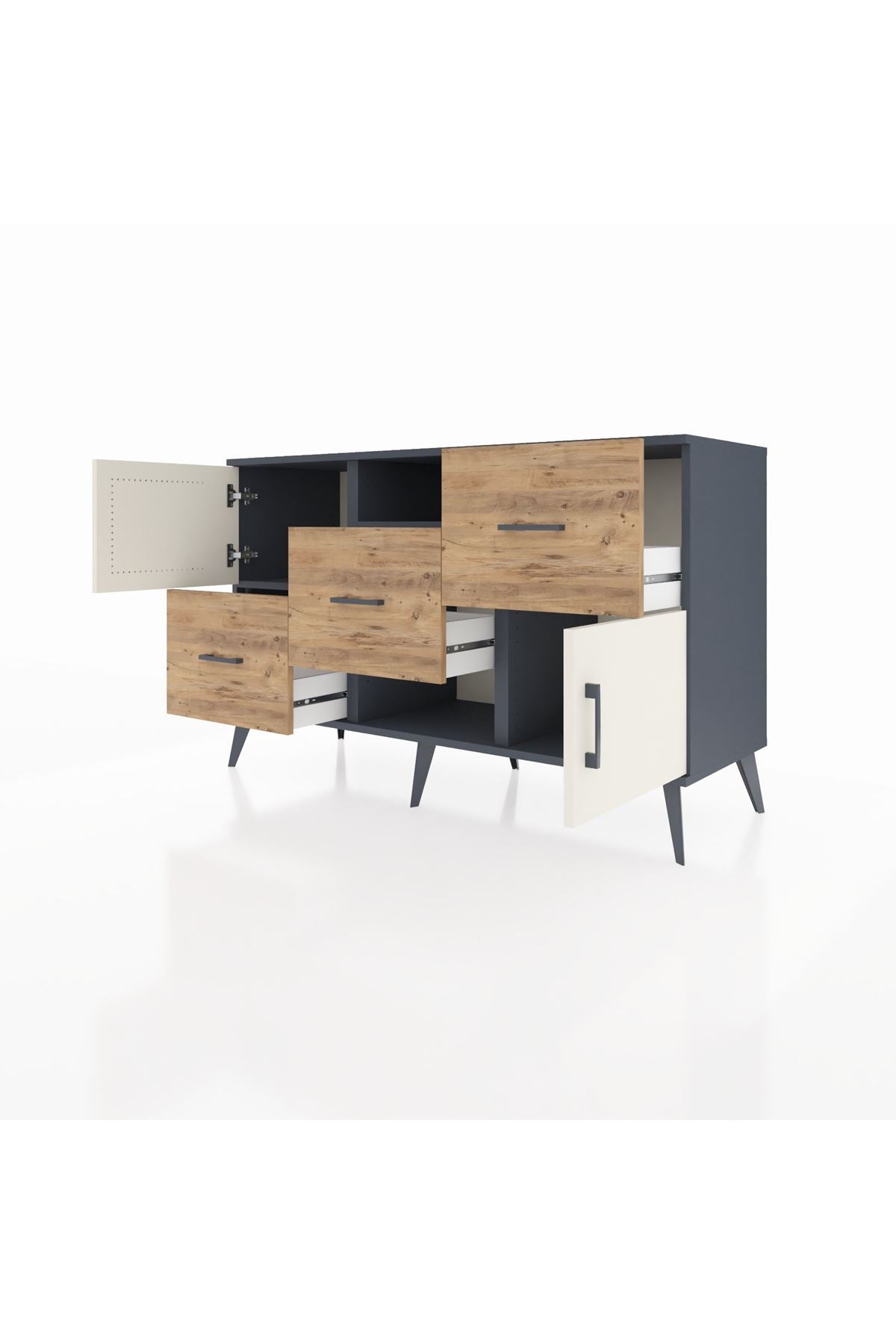 Kronos Konsol 2 Raflı 3 Çekmeceli 2 Kapaklı 132x59x83 - S606M006V15C