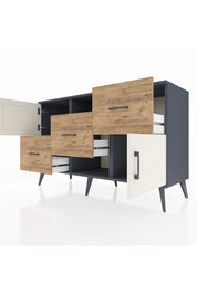 Kronos Konsol 2 Raflı 3 Çekmeceli 2 Kapaklı 132x59x83 - S606M006V15C
