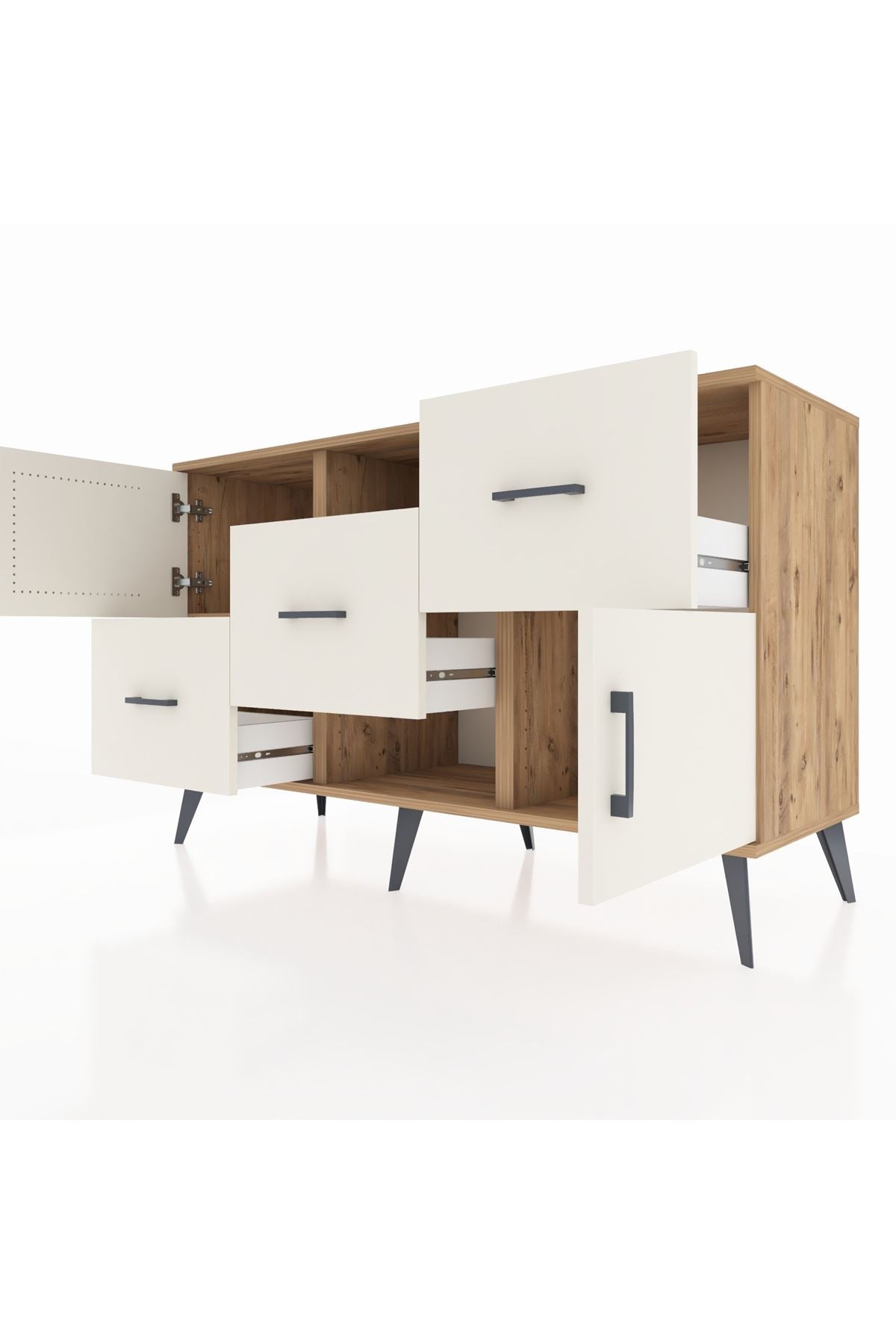 Kronos Konsol 2 Raflı 3 Çekmeceli 2 Kapaklı 132x59x83 - S606M006V22C