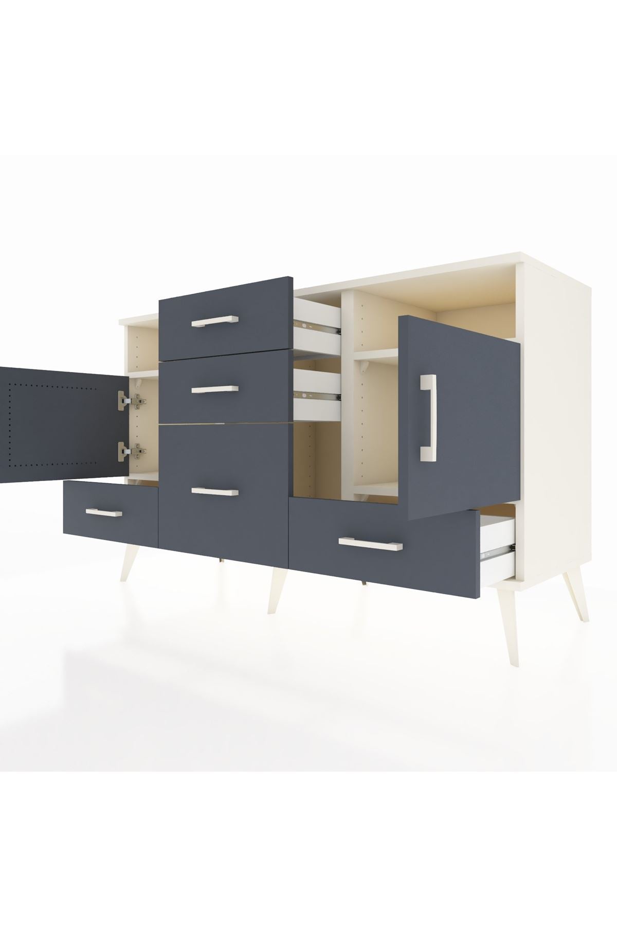 Kronos Konsol 4 Raflı 5 Çekmeceli 2 Kapaklı 132x59x83 - S606M007V08C