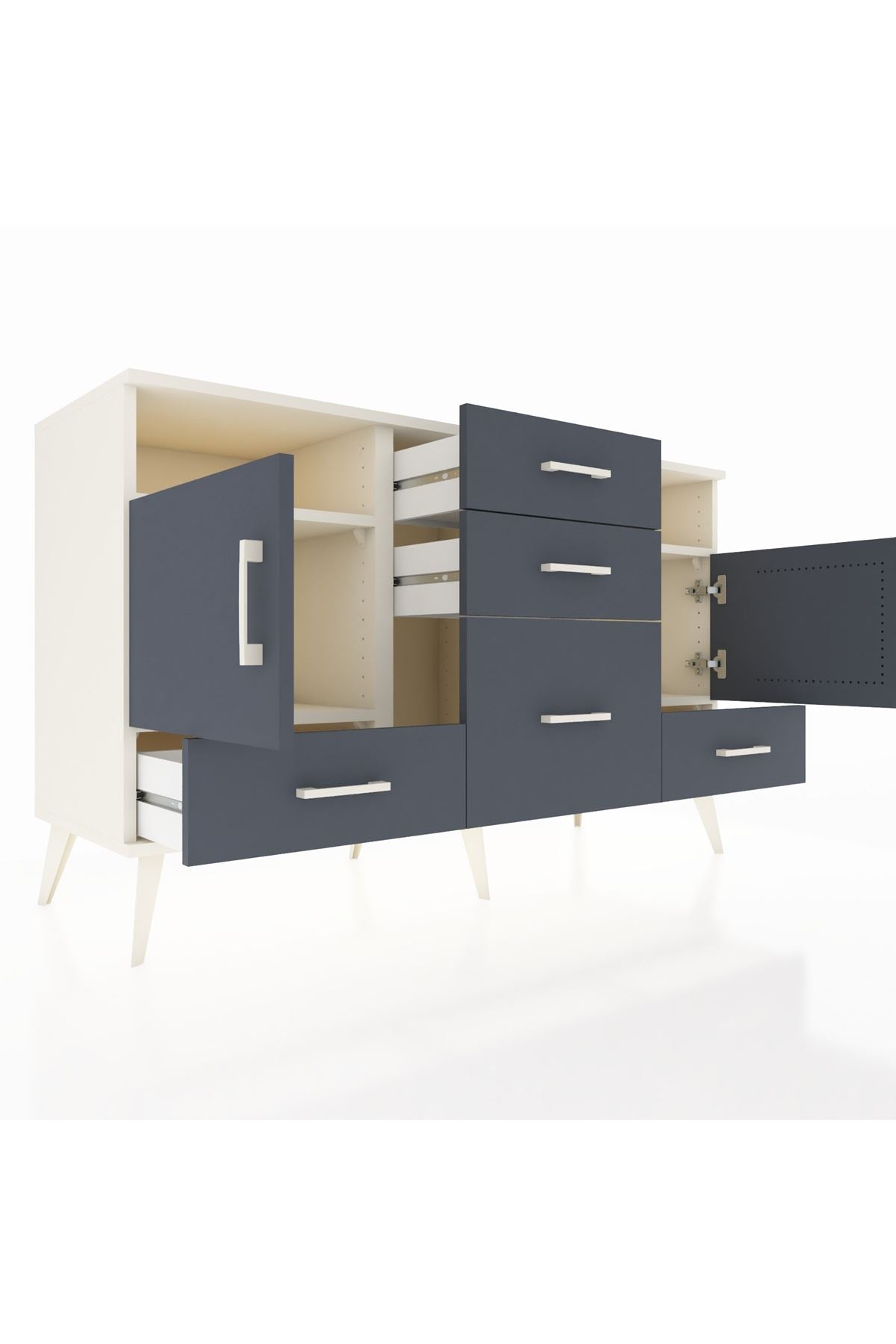 Kronos Konsol 4 Raflı 5 Çekmeceli 2 Kapaklı 132x59x83 - S606M007V08C
