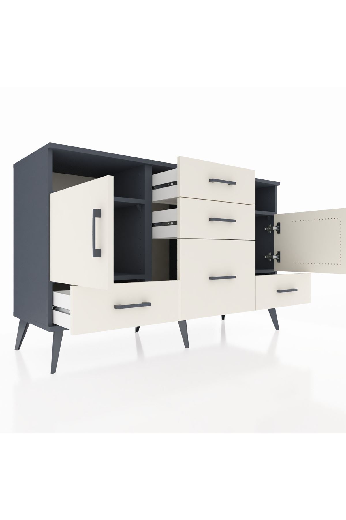 Kronos Konsol 4 Raflı 5 Çekmeceli 2 Kapaklı 132x59x83 - S606M007V13C