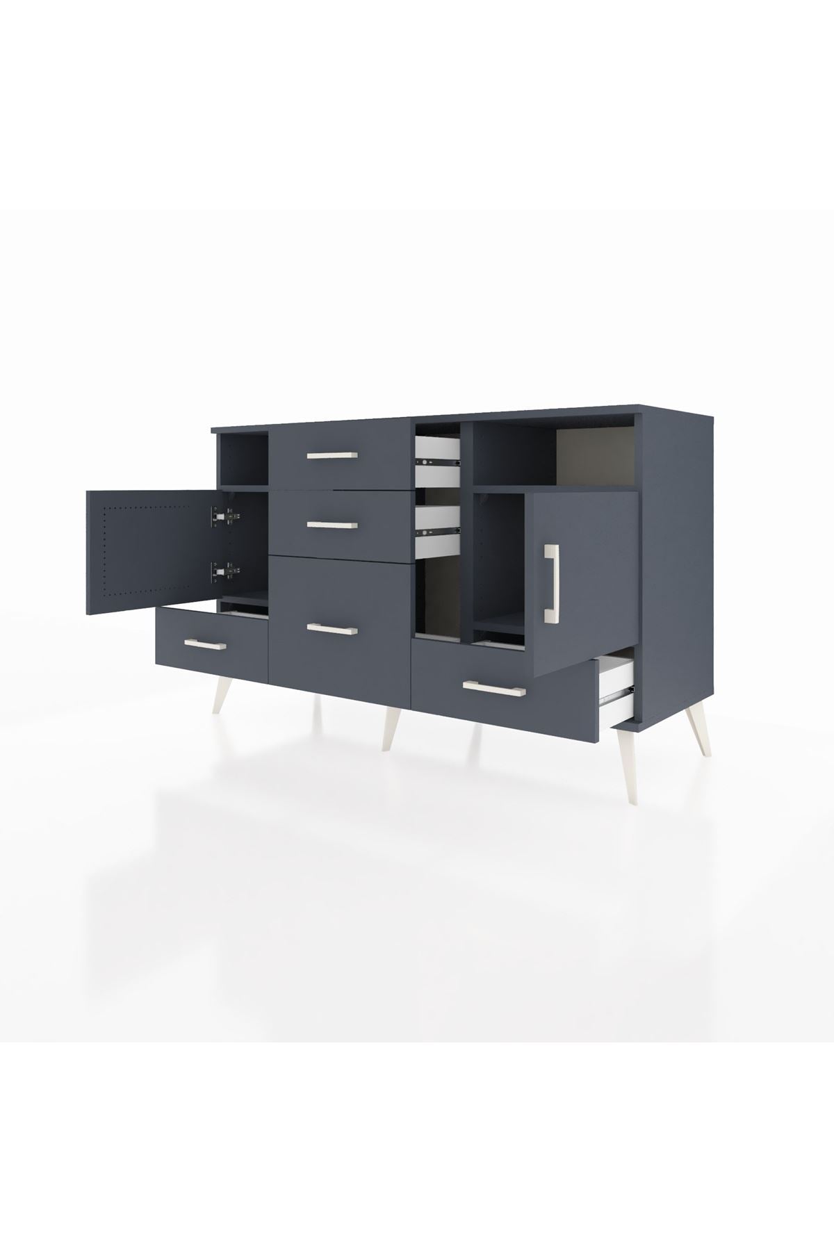 Kronos Konsol 4 Raflı 5 Çekmeceli 2 Kapaklı 132x59x83 - S606M007V17C
