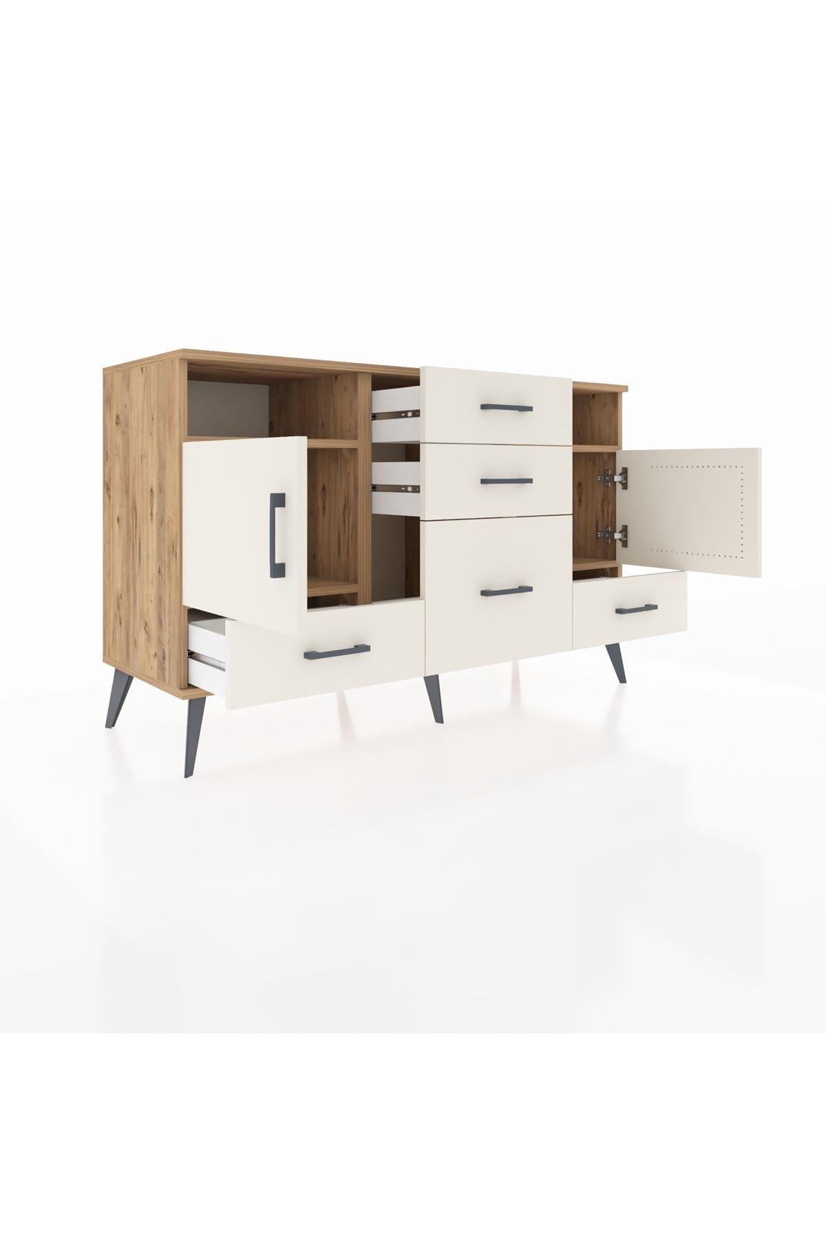 Kronos Konsol 4 Raflı 5 Çekmeceli 2 Kapaklı 132x59x83 - S606M007V22C