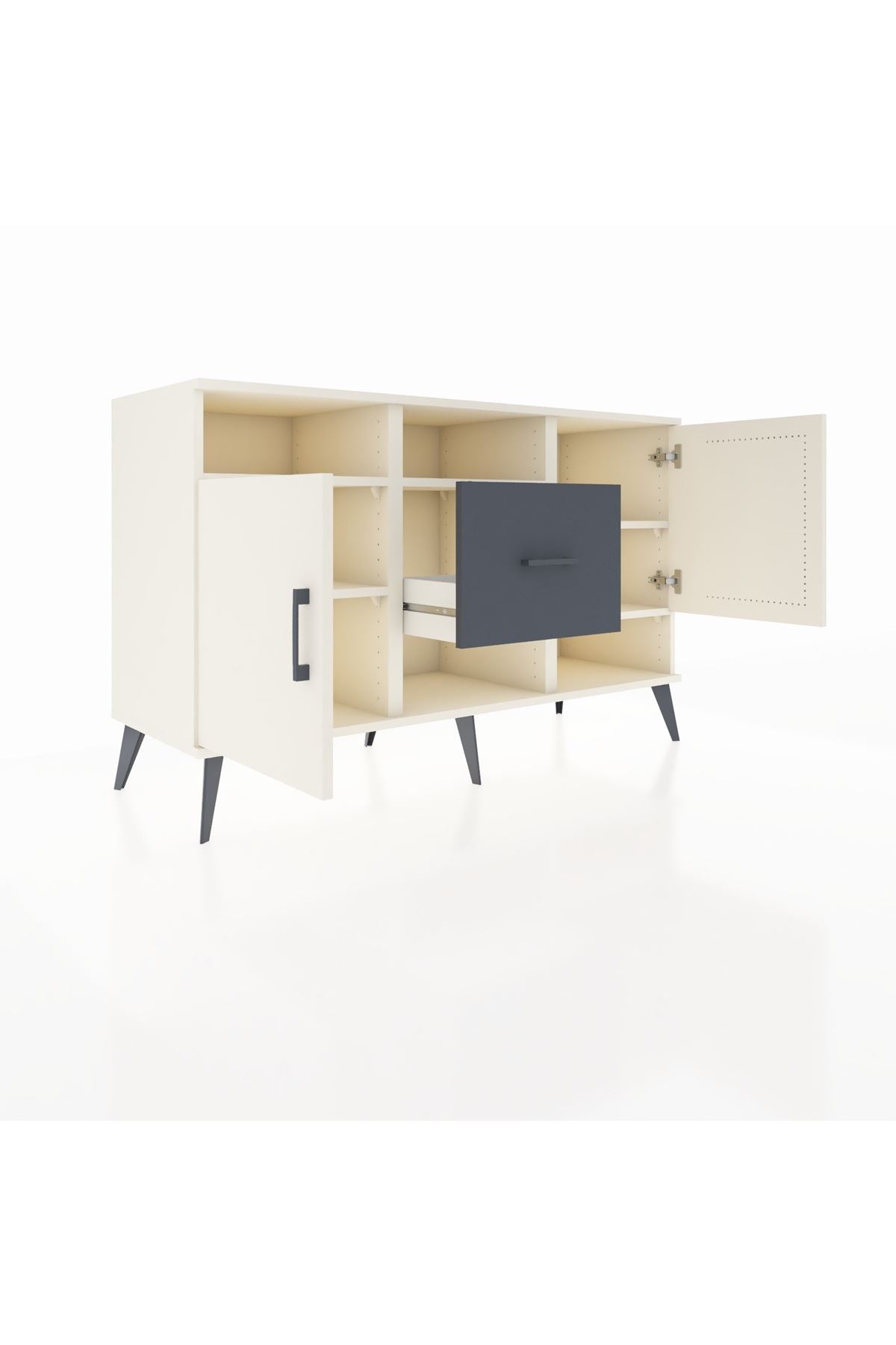 Kronos Konsol 5 Raflı Tek Çekmeceli 2 Kapaklı 132x59x83 - S606M008V05C