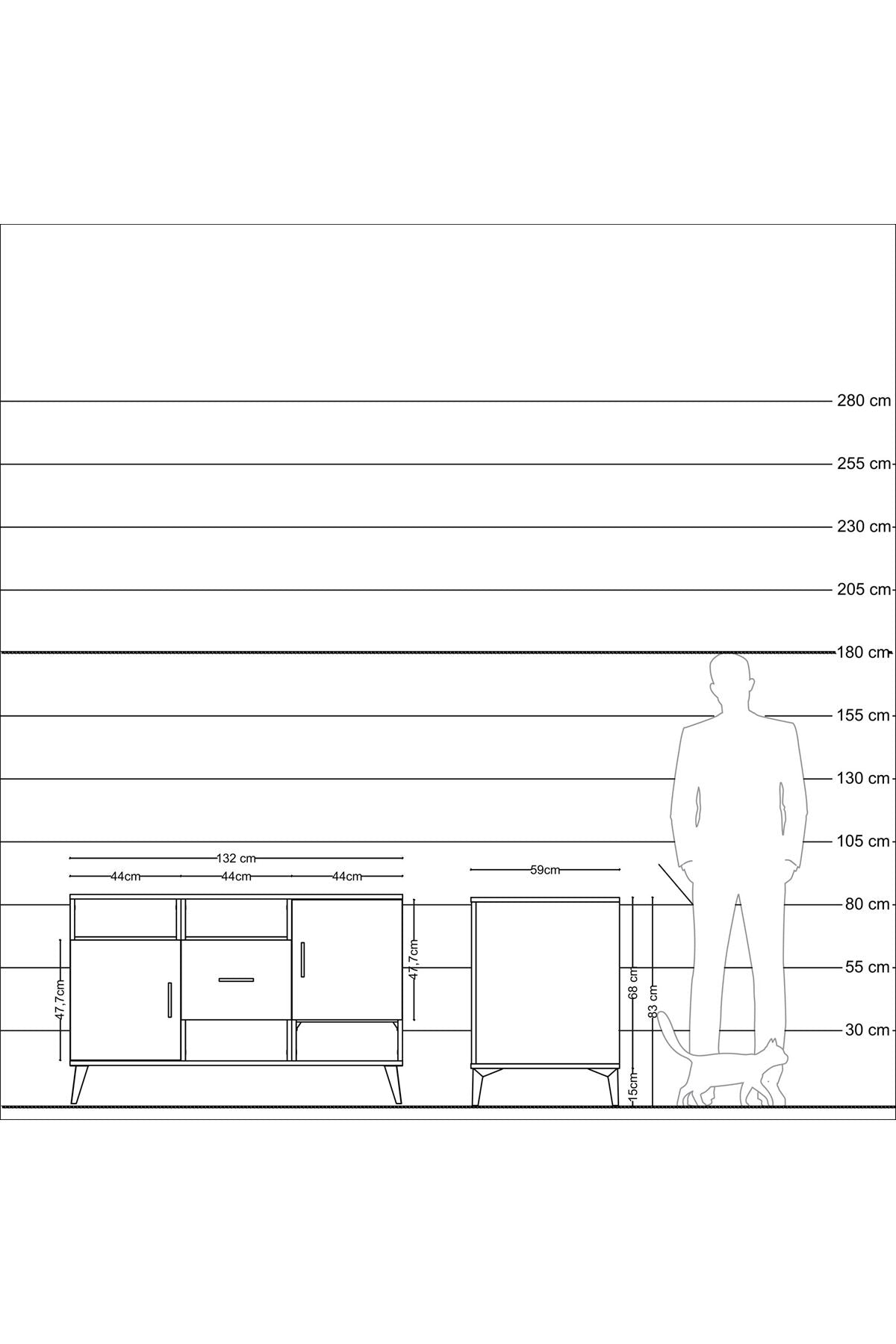Kronos Konsol 5 Raflı Tek Çekmeceli 2 Kapaklı 132x59x83 - S606M008V09C