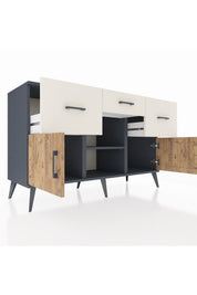 Kronos Konsol Tek Raflı 3 Çekmeceli 3 Kapaklı 132x59x83 - S606M010V10C
