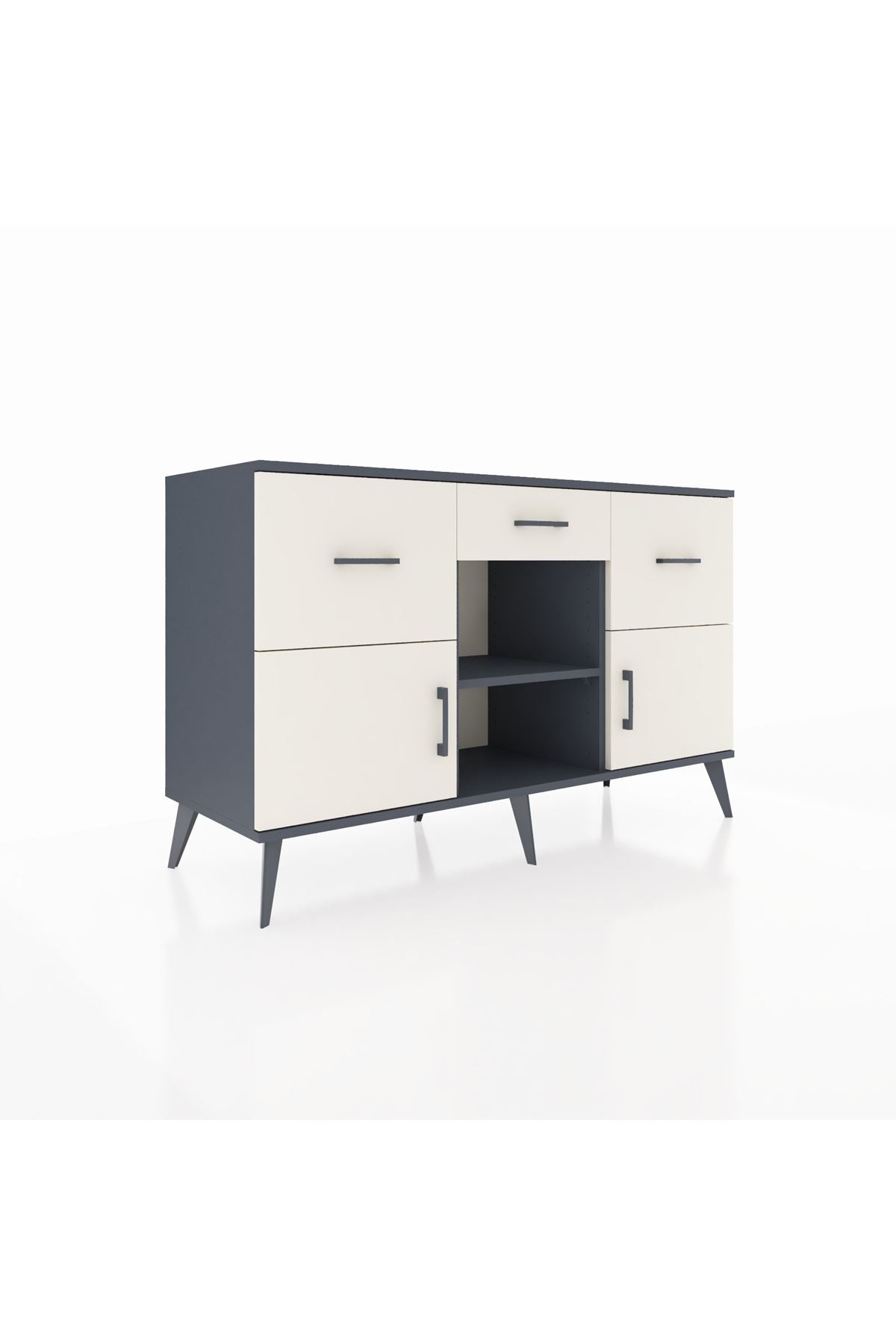 Kronos Konsol Tek Raflı 3 Çekmeceli 3 Kapaklı 132x59x83 - S606M010V13C
