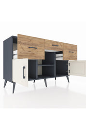 Kronos Konsol Tek Raflı 3 Çekmeceli 3 Kapaklı 132x59x83 - S606M010V15C
