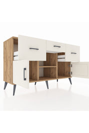 Kronos Konsol Tek Raflı 3 Çekmeceli 3 Kapaklı 132x59x83 - S606M010V22C