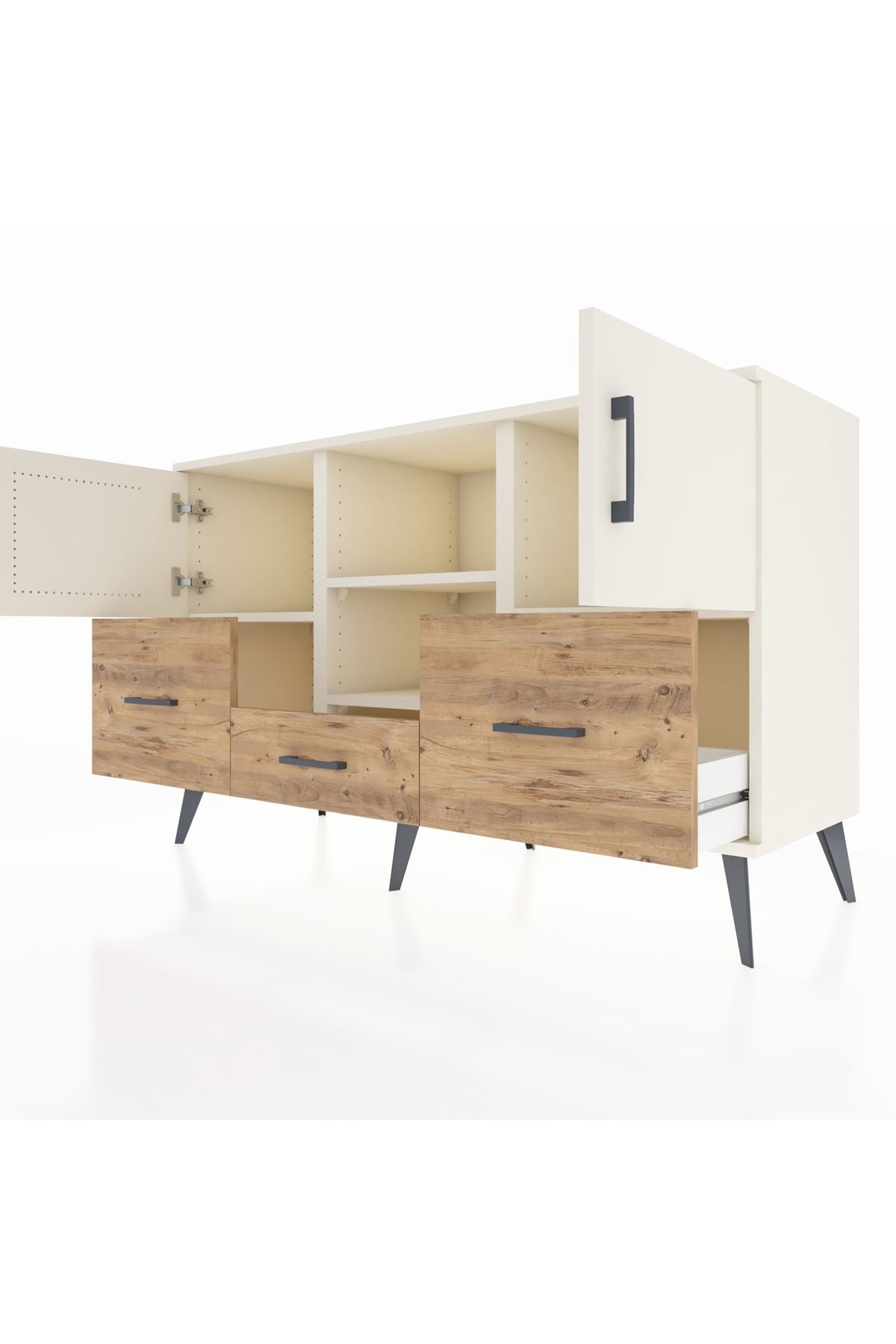 Kronos Konsol 4 Raflı 3 Çekmeceli 3 Kapaklı 132x59x83 - S606M011V06C