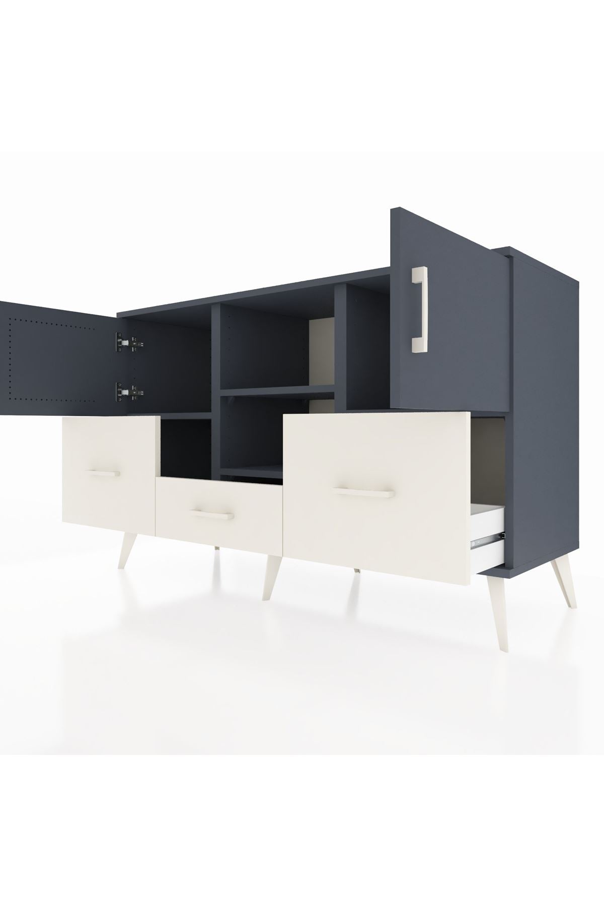 Kronos Konsol 4 Raflı 3 Çekmeceli 3 Kapaklı 132x59x83 - S606M011V16C