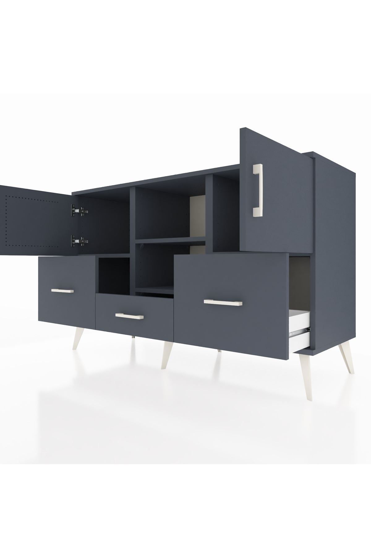 Kronos Konsol 4 Raflı 3 Çekmeceli 3 Kapaklı 132x59x83 - S606M011V17C