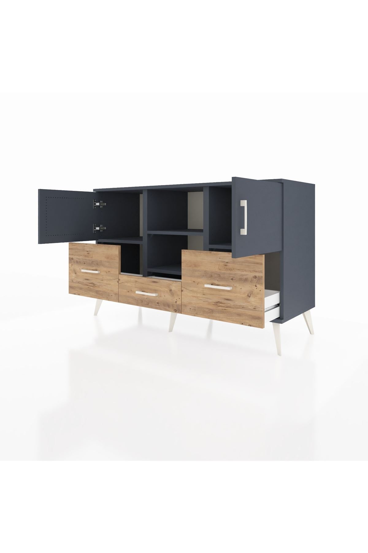 Kronos Konsol 4 Raflı 3 Çekmeceli 3 Kapaklı 132x59x83 - S606M011V18C