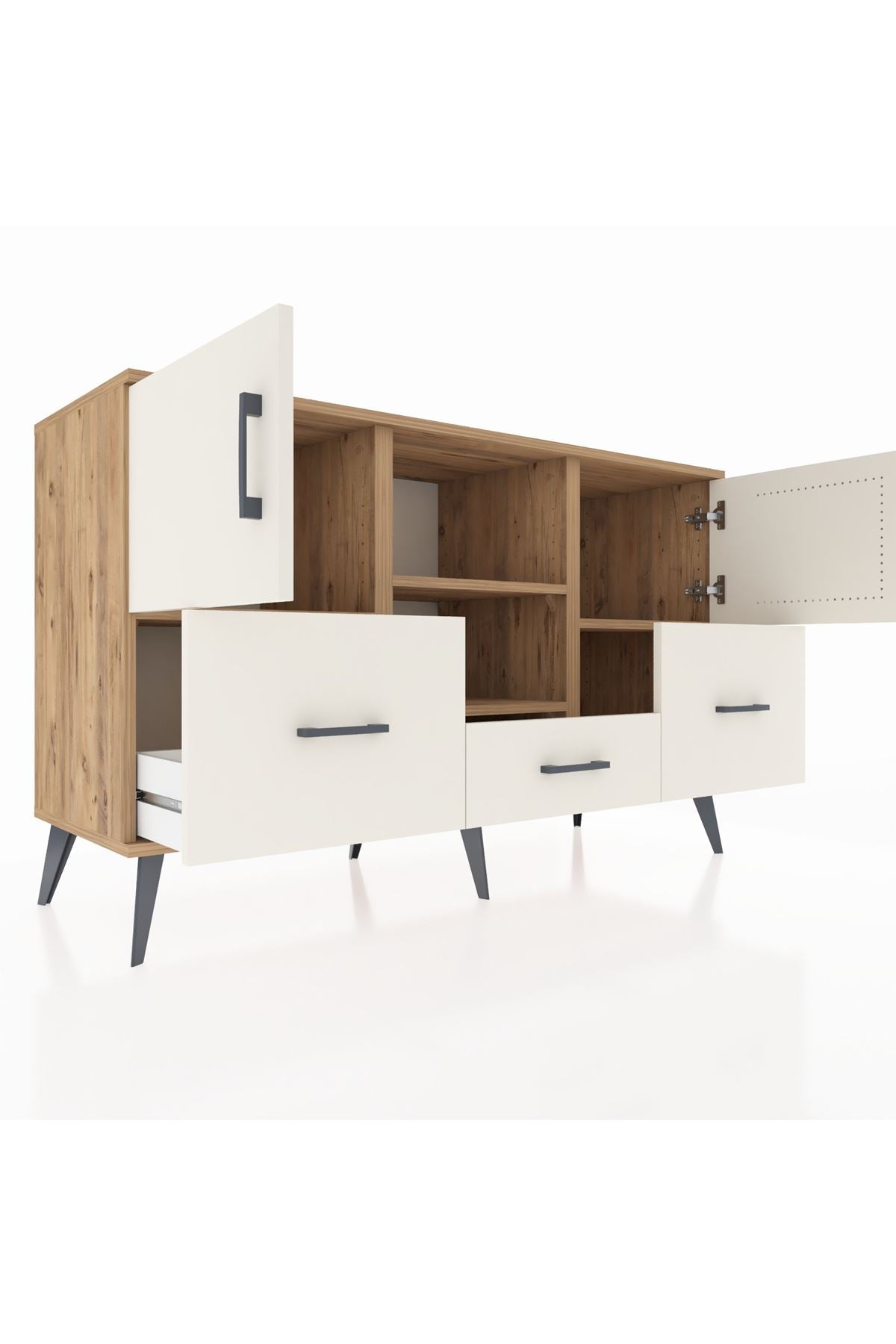 Kronos Konsol 4 Raflı 3 Çekmeceli 3 Kapaklı 132x59x83 - S606M011V22C